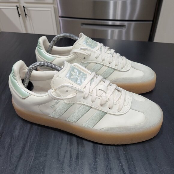 Adidas Womens Samba Sambae Size 10 Sneakers White Lime Green IG1947 (#2258) - Picture 8 of 15